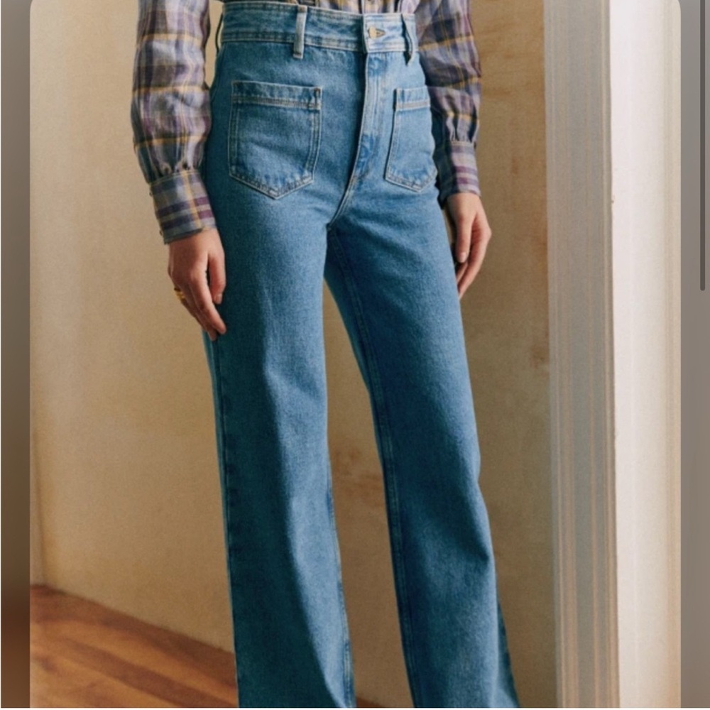 Sezane Light Blue High-Waist Straight-Leg Jeans